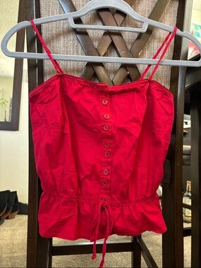 Janette Red crop peplum top size small